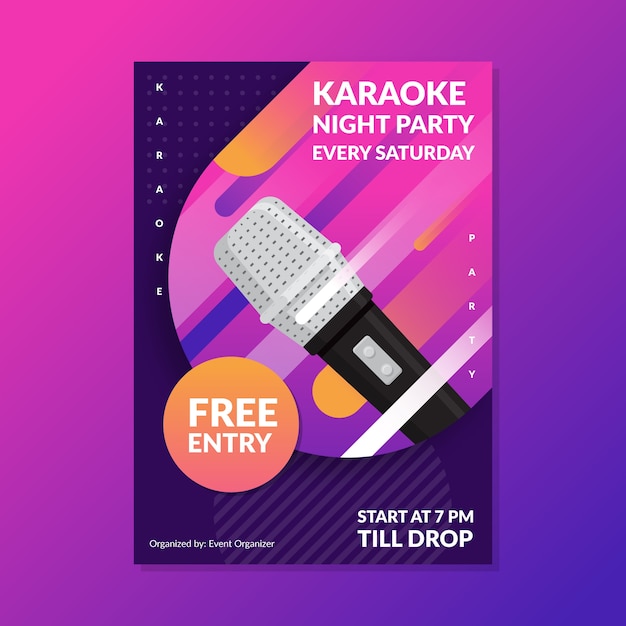 Vector gratuito plantilla de cartel de karaoke abstracto