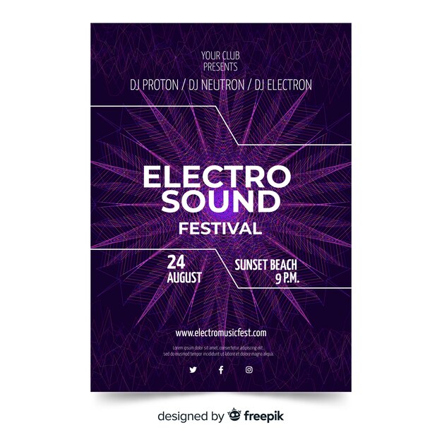 Plantilla de cartel de música electrónica abstracta