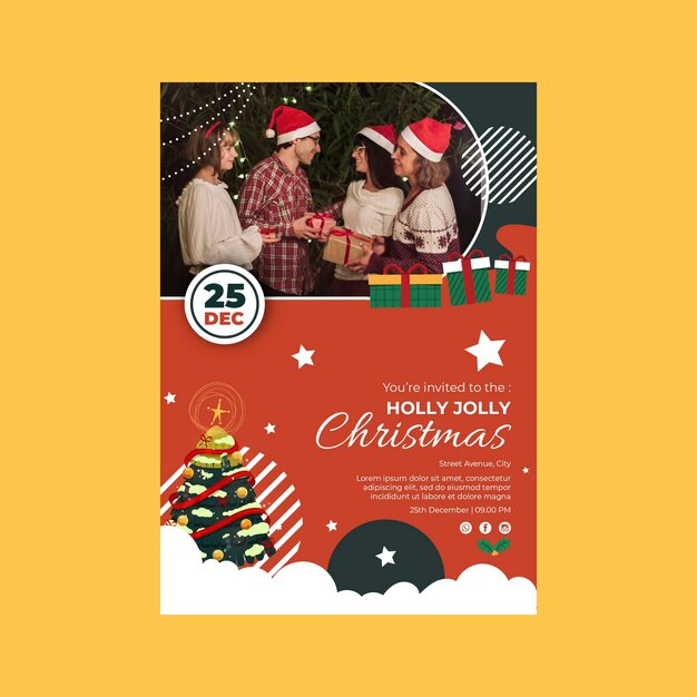 Plantilla de cartel de navidad festivo