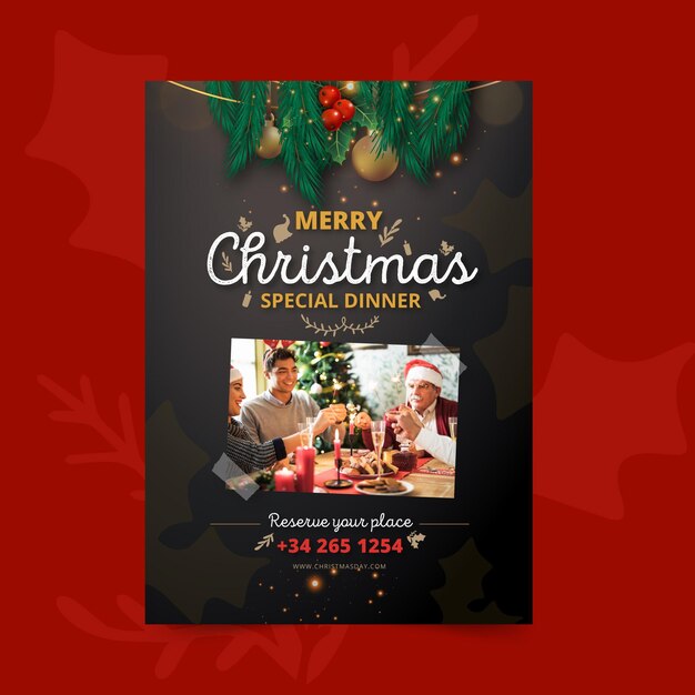 Plantilla de cartel de navidad festivo