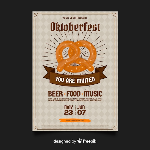 Plantilla de cartel de oktoberfest de diseño plano