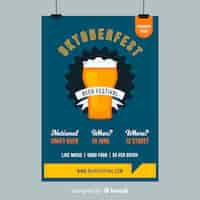 Vector gratuito plantilla de cartel de oktoberfest de diseño plano