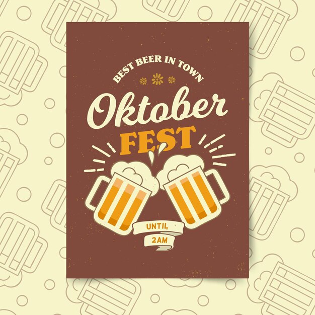 Vector gratuito plantilla de cartel de oktoberfest de diseño plano