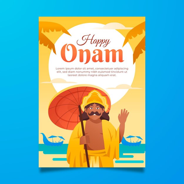 Plantilla de cartel de onam vertical degradado