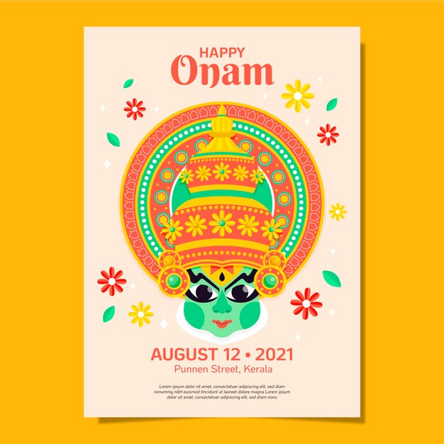 Plantilla de cartel de onam vertical