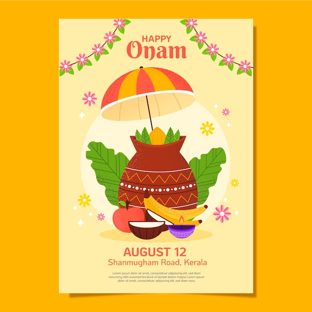 Vector gratuito plantilla de cartel de onam vertical