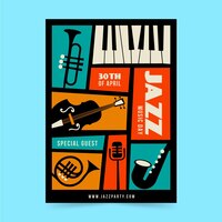 Vector gratuito plantilla de cartel plano del día internacional del jazz