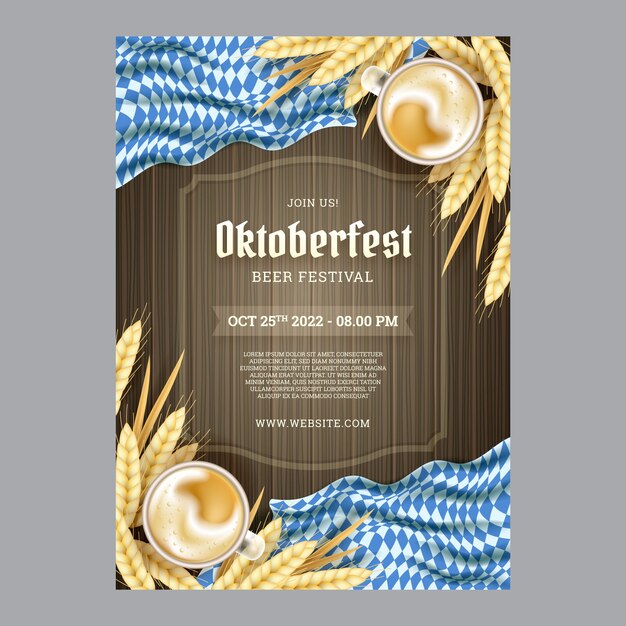 Vector gratuito plantilla de cartel realista de oktoberfest