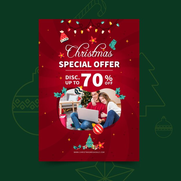 Plantilla de cartel de rebajas de feliz navidad