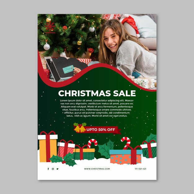 Plantilla de cartel de rebajas de navidad