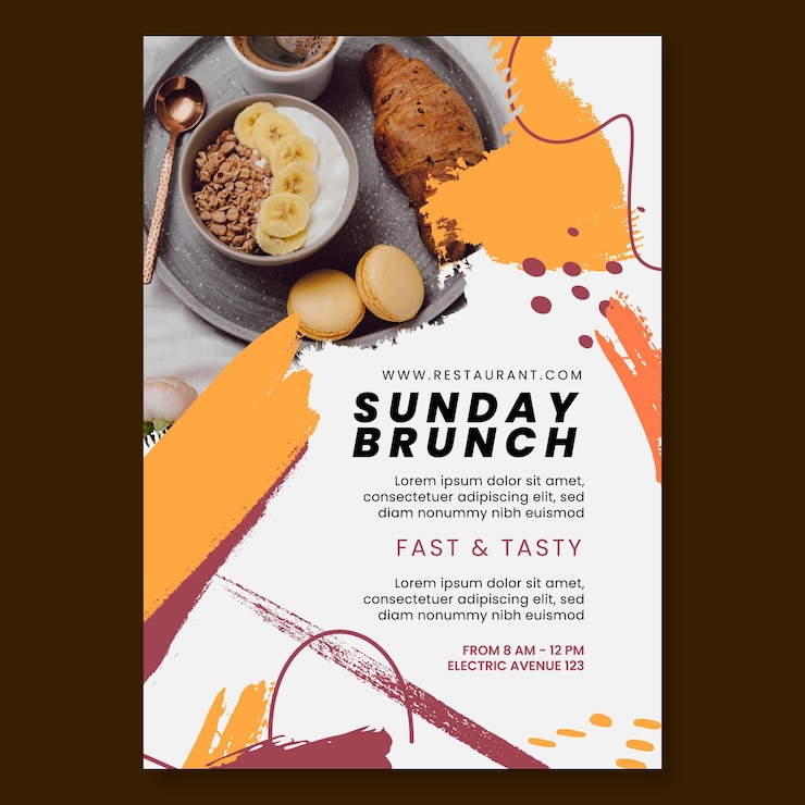 Vector gratuito plantilla de cartel de restaurante brunch