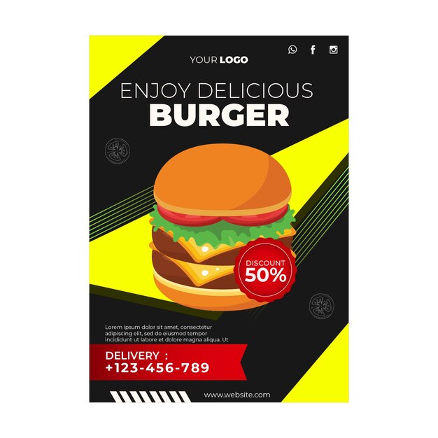 Plantilla de cartel para restaurante de hamburguesas