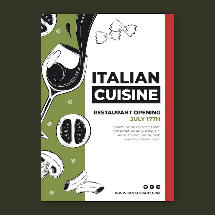 Vector gratuito plantilla de cartel de restaurante italiano