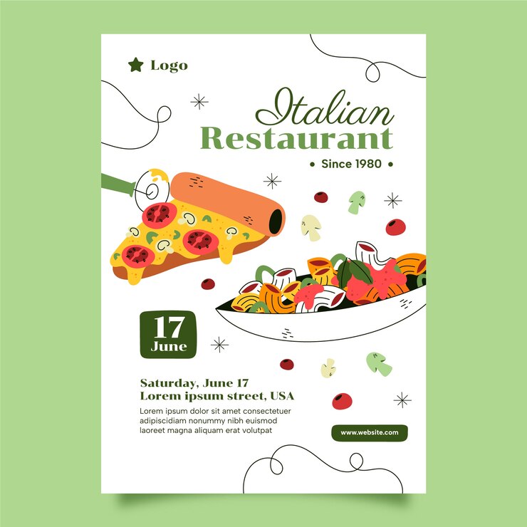Vector gratuito plantilla de cartel de restaurante italiano