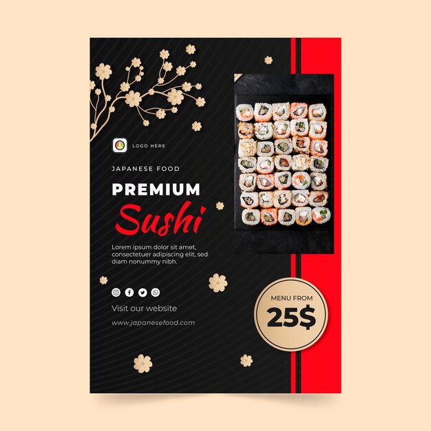 Plantilla de cartel de restaurante japonés