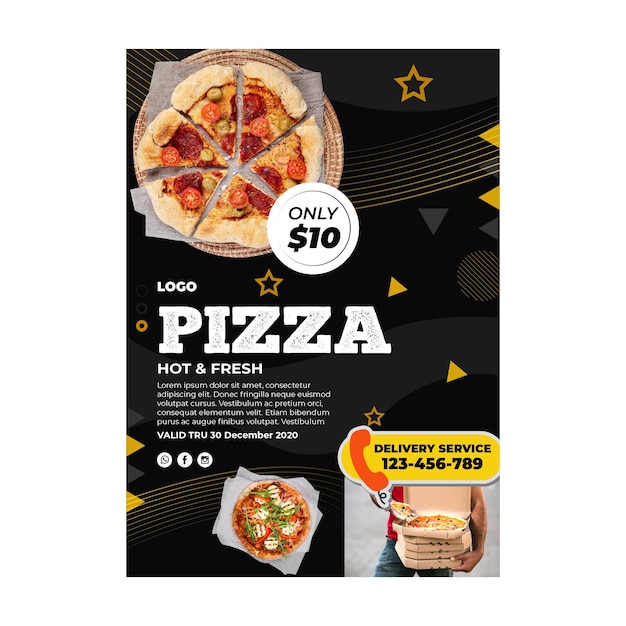 Plantilla de cartel de restaurante de pizza
