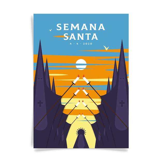 Vector gratuito plantilla de cartel de semana santa ilustrada