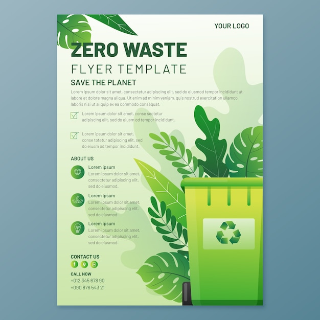 Vector gratuito plantilla de cartel verde cero residuos