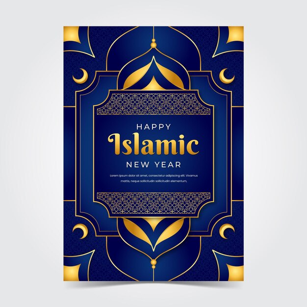 Plantilla de cartel vertical de año nuevo islámico realista
