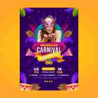 Vector gratuito plantilla de cartel vertical de carnaval degradado