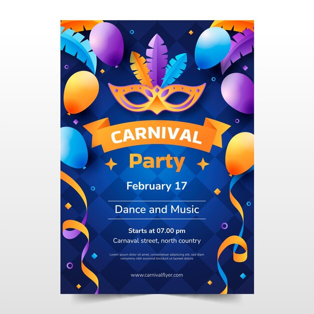 Plantilla de cartel vertical de carnaval degradado