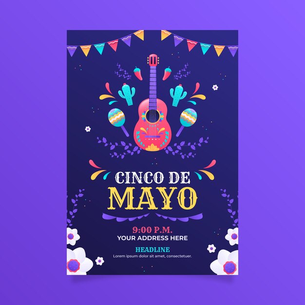 Plantilla de cartel vertical degradado cinco de mayo