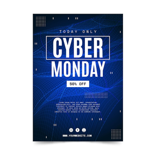 Vector gratuito plantilla de cartel vertical degradado cyber monday