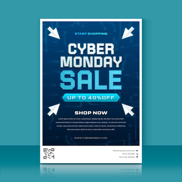 Vector gratuito plantilla de cartel vertical degradado cyber monday