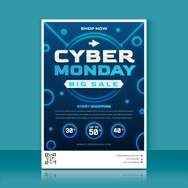 Plantilla de cartel vertical degradado cyber monday
