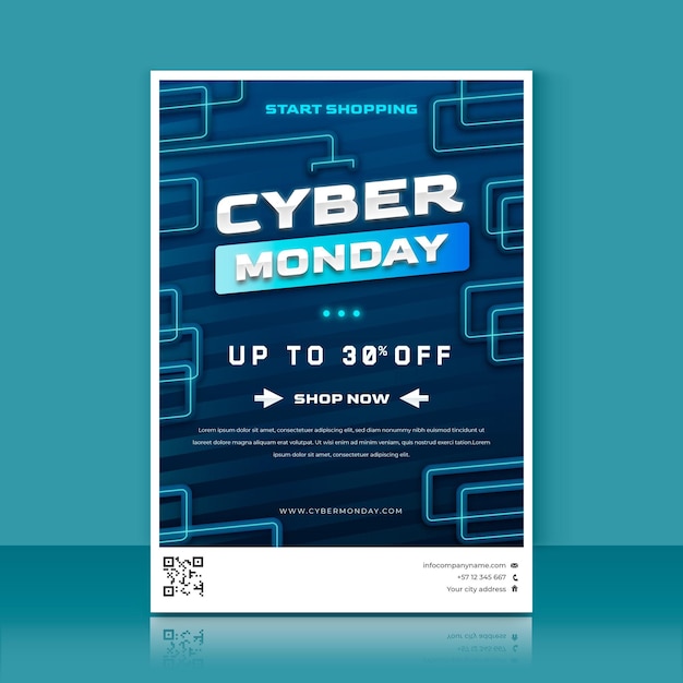 Plantilla de cartel vertical degradado cyber monday