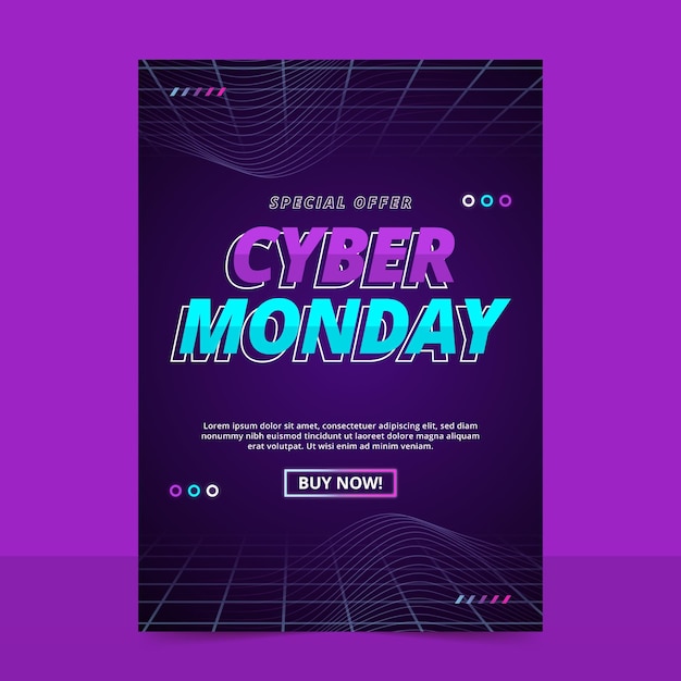 Plantilla de cartel vertical degradado cyber monday