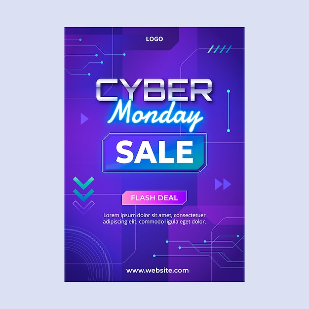 Vector gratuito plantilla de cartel vertical degradado cyber monday