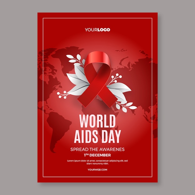 Vector gratuito plantilla de cartel vertical degradado del día mundial del sida