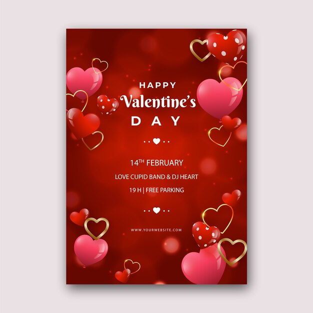 Plantilla de cartel vertical degradado del día de san valentín