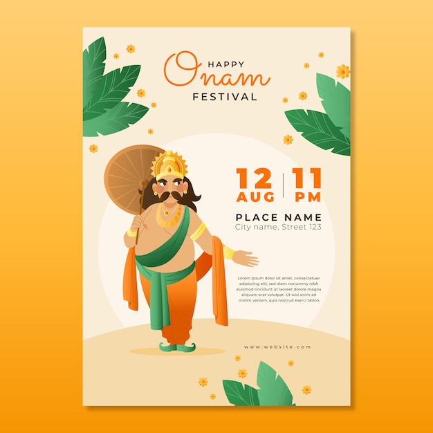 Vector gratuito plantilla de cartel vertical degradado onam