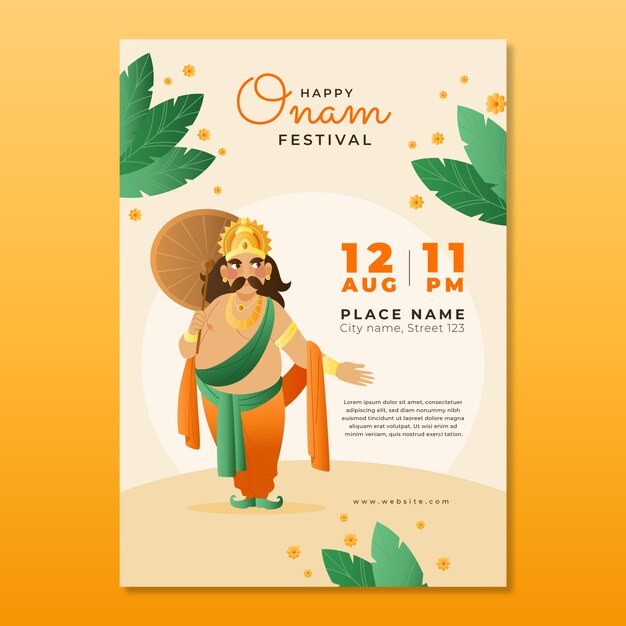 Plantilla de cartel vertical degradado onam