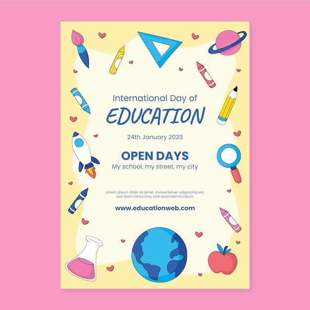 Plantilla de cartel vertical para el día internacional de la educación