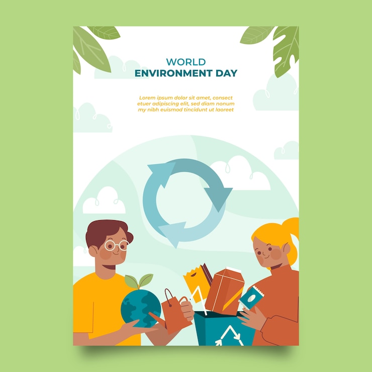 Vector gratuito plantilla de cartel vertical del día mundial del medio ambiente plano