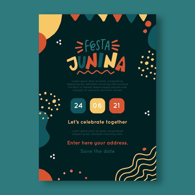 Vector gratuito plantilla de cartel vertical festa junina dibujado a mano