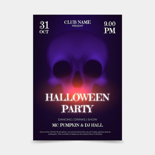 Plantilla de cartel vertical de fiesta de halloween realista