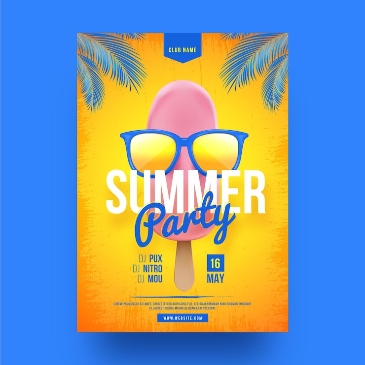 Vector gratuito plantilla de cartel vertical de fiesta de verano realista