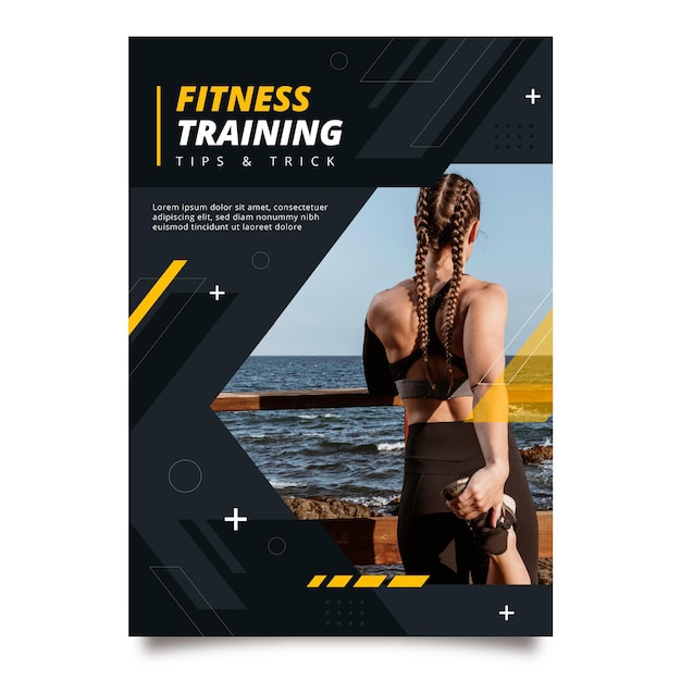 Vector gratuito plantilla de cartel vertical de fitness plano