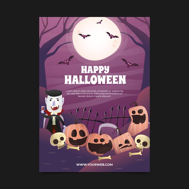 Plantilla de cartel vertical de halloween degradado