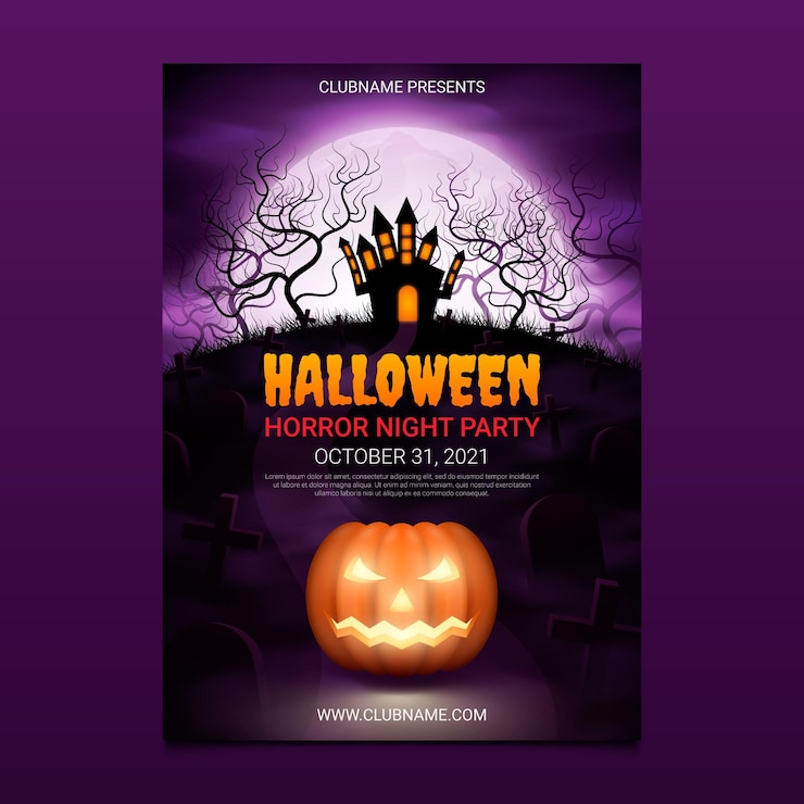 Vector gratuito plantilla de cartel vertical de halloween realista