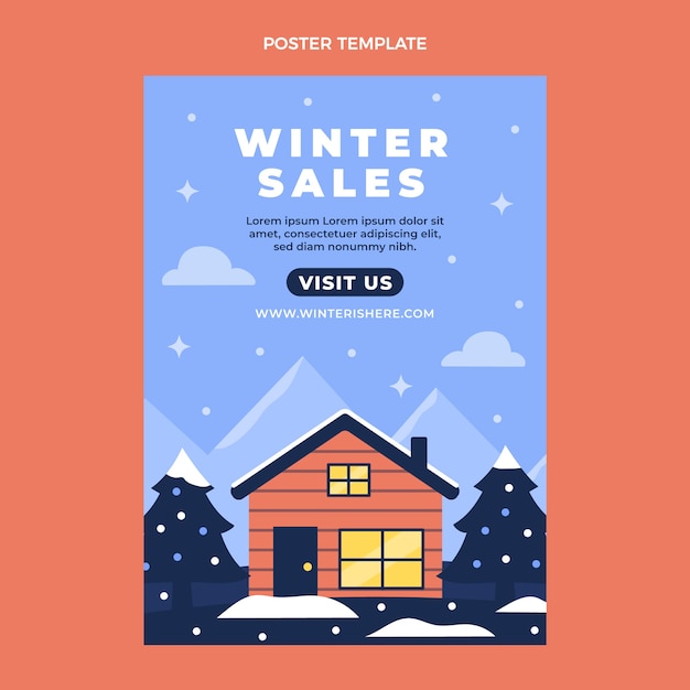 Vector gratuito plantilla de cartel vertical de invierno plano