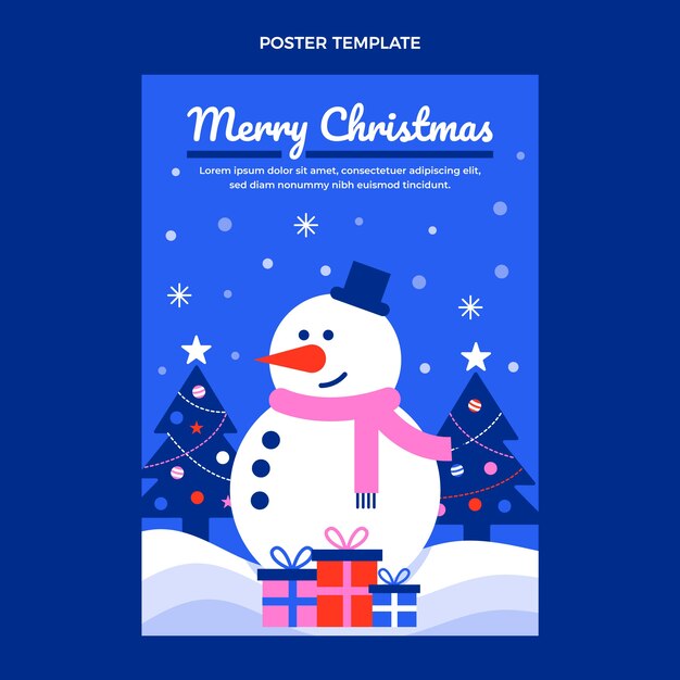 Plantilla de cartel vertical de navidad plana