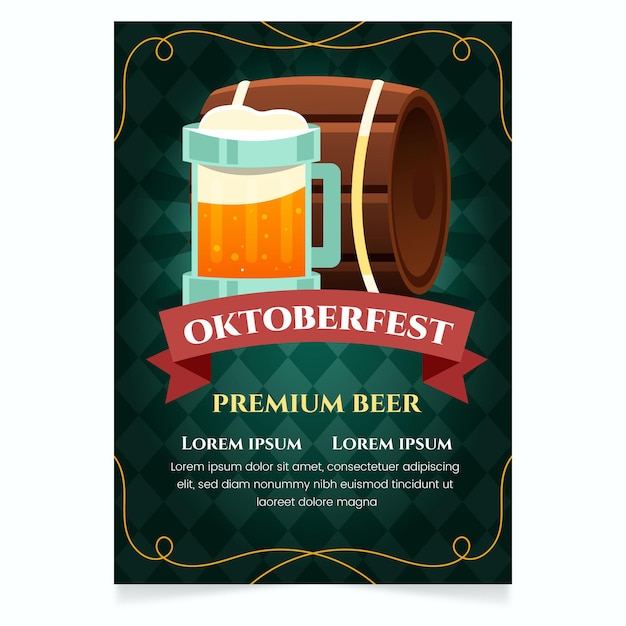 Vector gratuito plantilla de cartel vertical de oktoberfest de dibujos animados