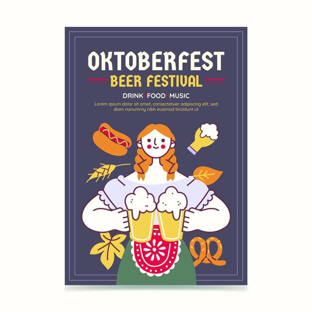 Plantilla de cartel vertical de Oktoberfest