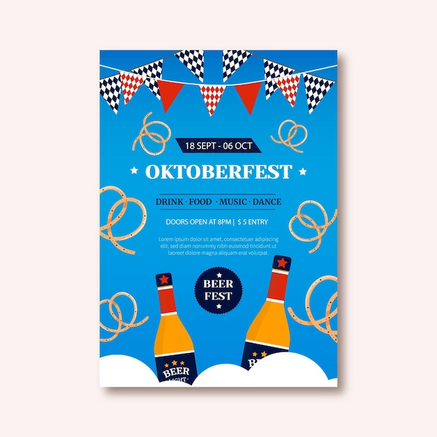 Vector gratuito plantilla de cartel vertical de oktoberfest