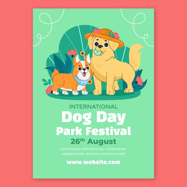 plantilla de cartel vertical plano para la celebración del día internacional del perro